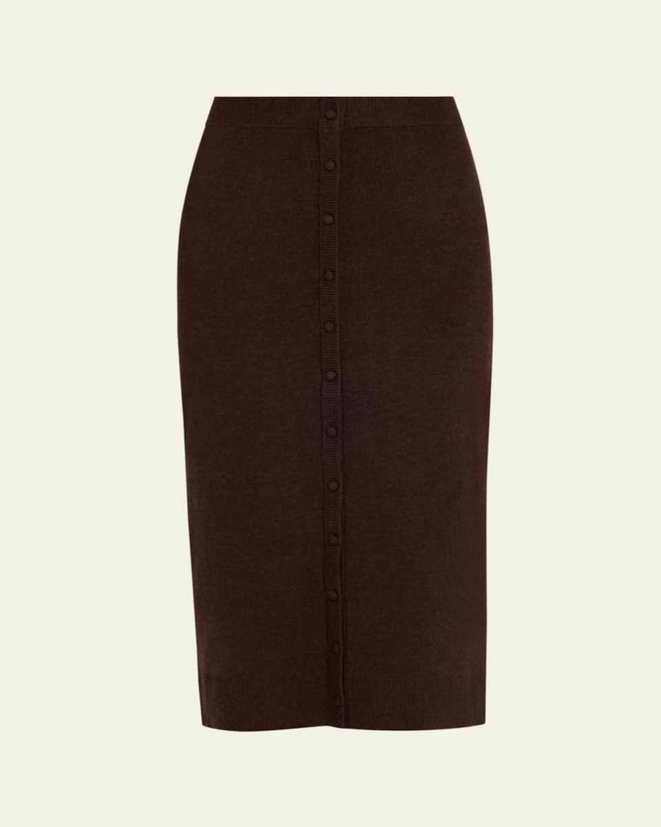 Knit Button Detail Midi Skirt